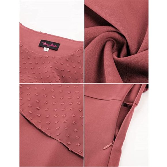 NEW - Stretchy Pencil Dress with Chiffon Overlay (XXL) - Picture 3 of 4